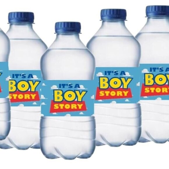 12 Baby shower It's a Boy Story personalized Water Bottle Labels - Picture 3 of 5